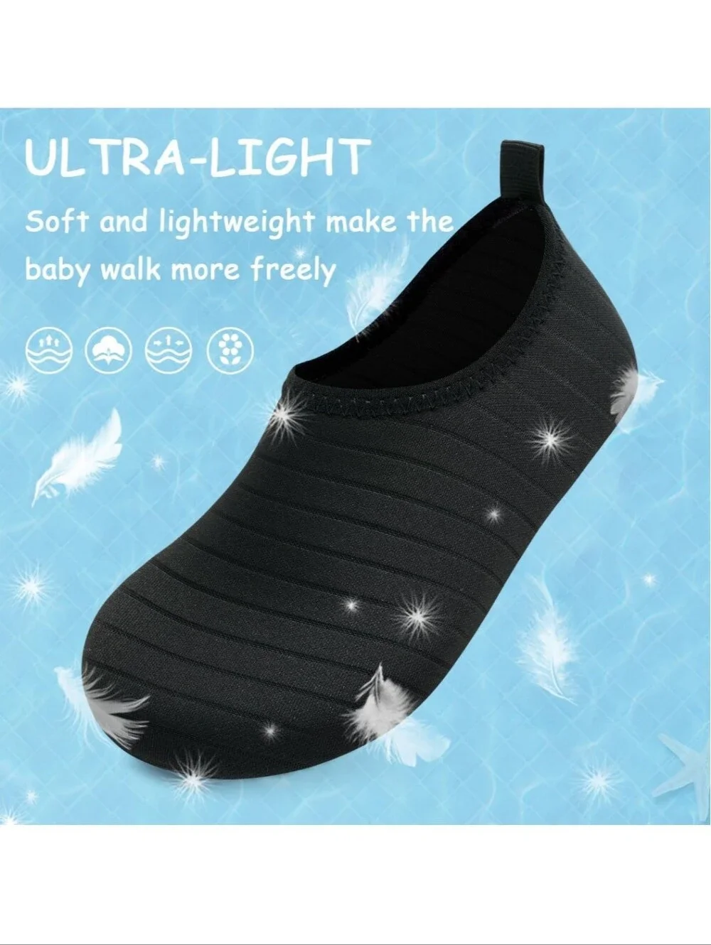 Kids Water Shoes Quick-Dry Barefoot Aqua Socks for Beach & Swim (Size Kids 12-13